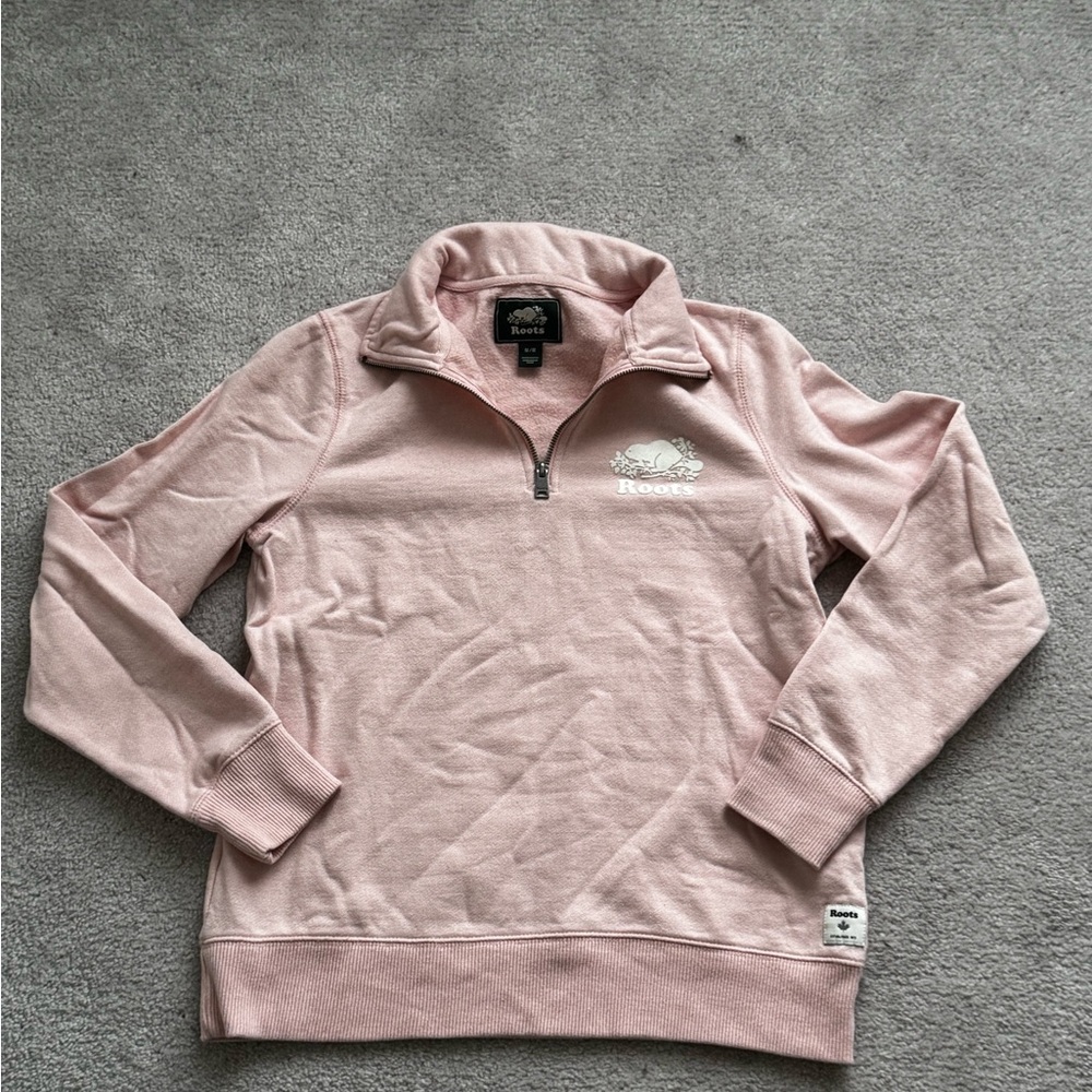Roots Pink Quarter-Zip Sweatshirt
